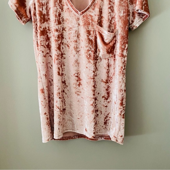 POL Velvet V-Neck Tee Shirt Pink Sz Small - Picture 3 of 8